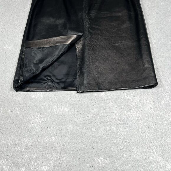 Prada Skirt Womens Size 44 Black Pencil Leather Belted Made In Italy - Picture 7 of 14